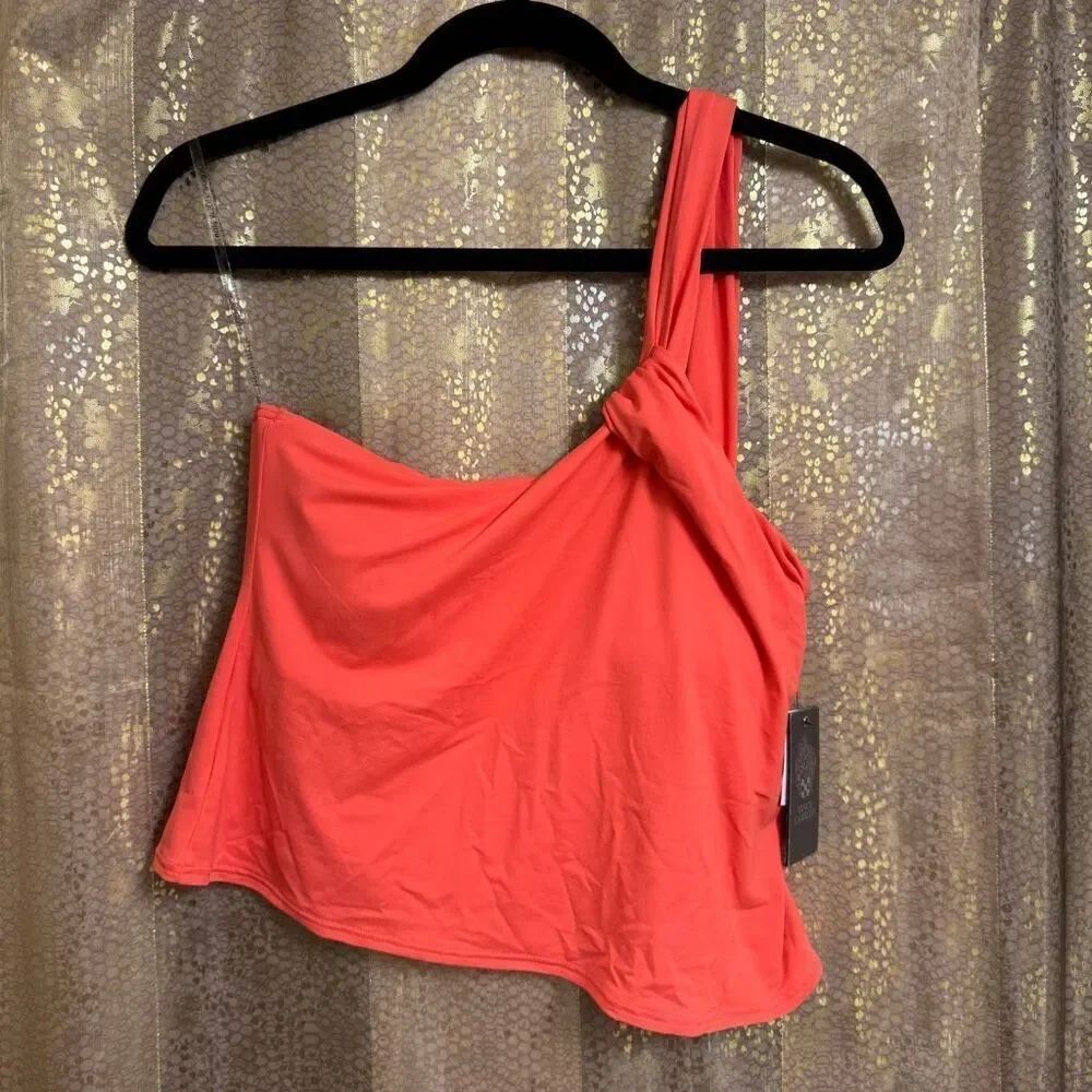 Vince Camuto Coral Pop One Shoulder Tankini Swim Top Large NWT